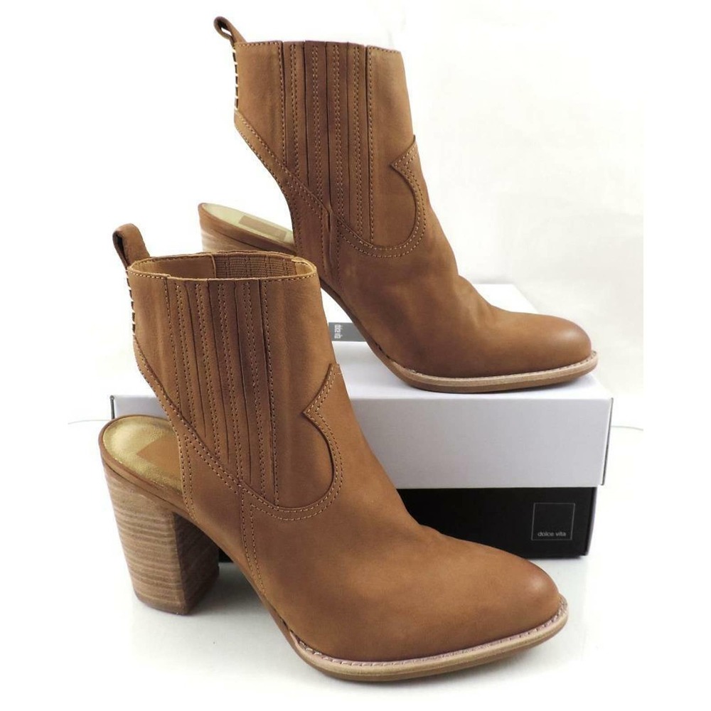 Dolce Vita Jasper Cutout Open Heel Booties Saddle Nubuck Size 10 - Picture 6 of 8